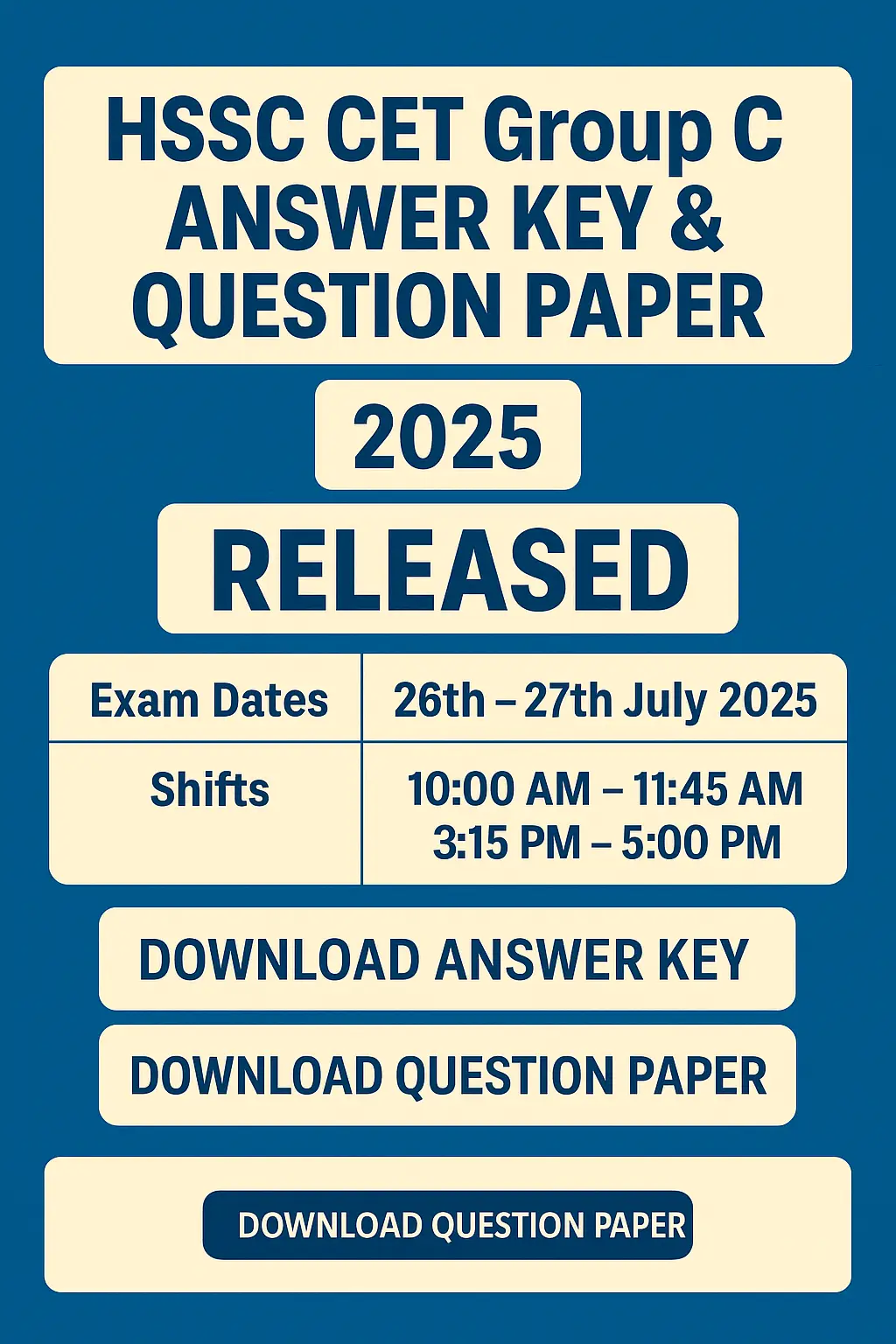 HSSC CET 2025 Group C Answer Key Soon – Download All Shifts Question Papers PDF