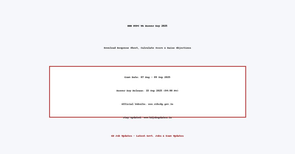 RRB NTPC UG Answer Key 2025 – Download Official Response Sheet & Objection Link